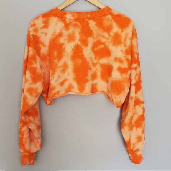 TNA Cozy Fleece Orange Tie Dye Boyfriend Crop Top Size 1 - Picture 3 of 11